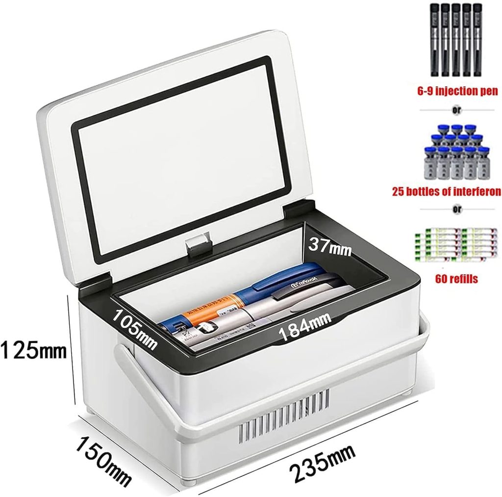 ELzEy Congélateur portatif dentreposage au Froid de médecine de réfrigérateur de Voiture, Petit Affichage de LED de réfrigérateur dinsuline (Size : 3Battery)